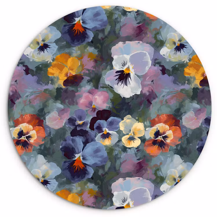Muurcirkel glas - Pastel - Viooltjes - Groen - Patroon — 1