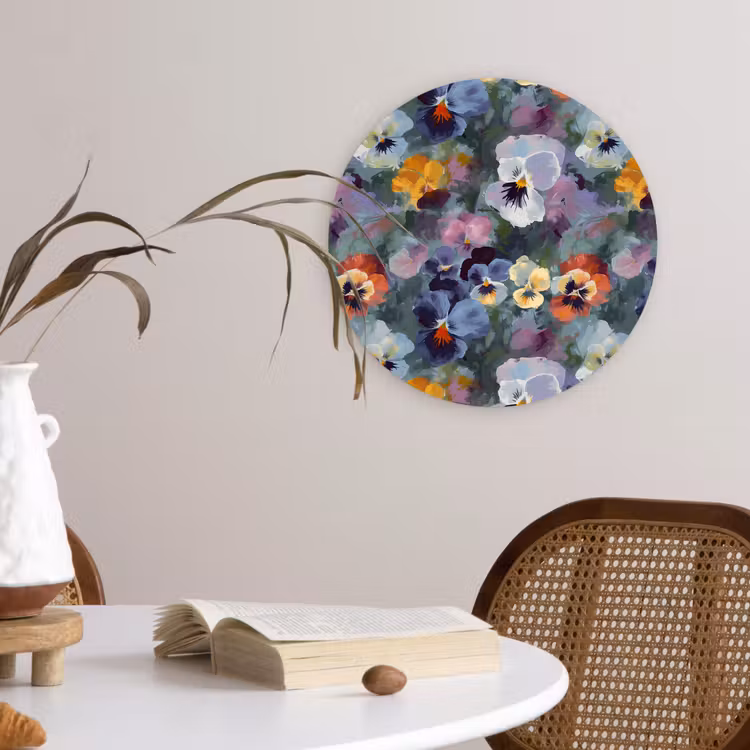 Muurcirkel glas - Pastel - Viooltjes - Groen - Patroon — 4