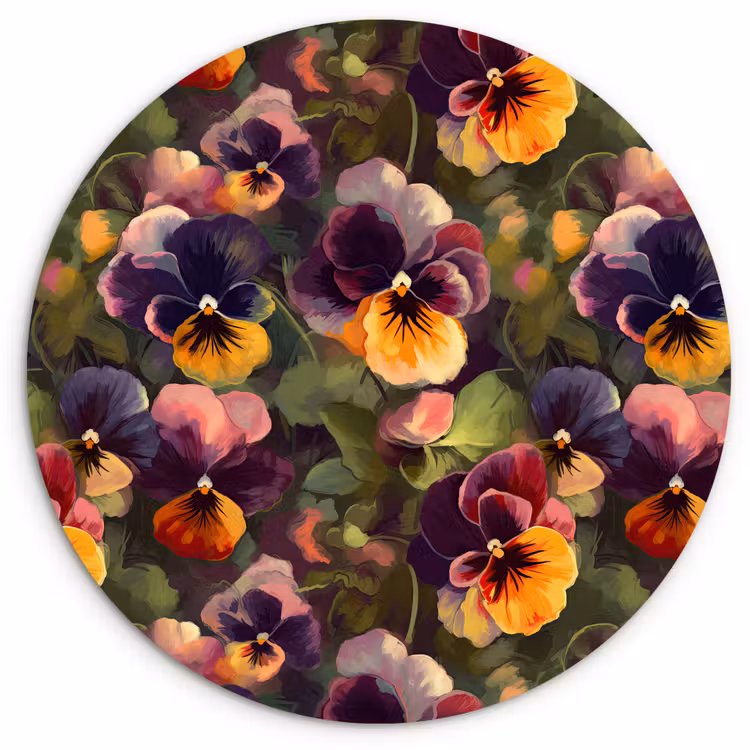 Muurcirkel glas - Warm - Patroon - Penseel - Viooltjes — 1