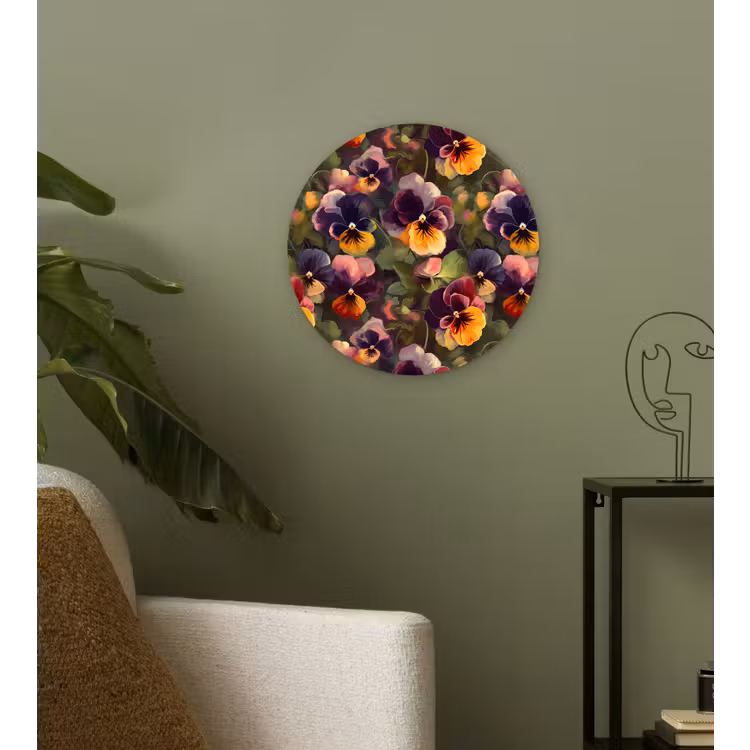 Muurcirkel glas - Warm - Patroon - Penseel - Viooltjes — 3