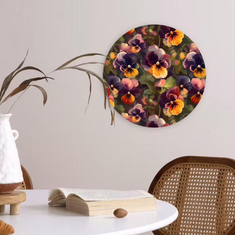 Muurcirkel glas - Warm - Patroon - Penseel - Viooltjes — 4
