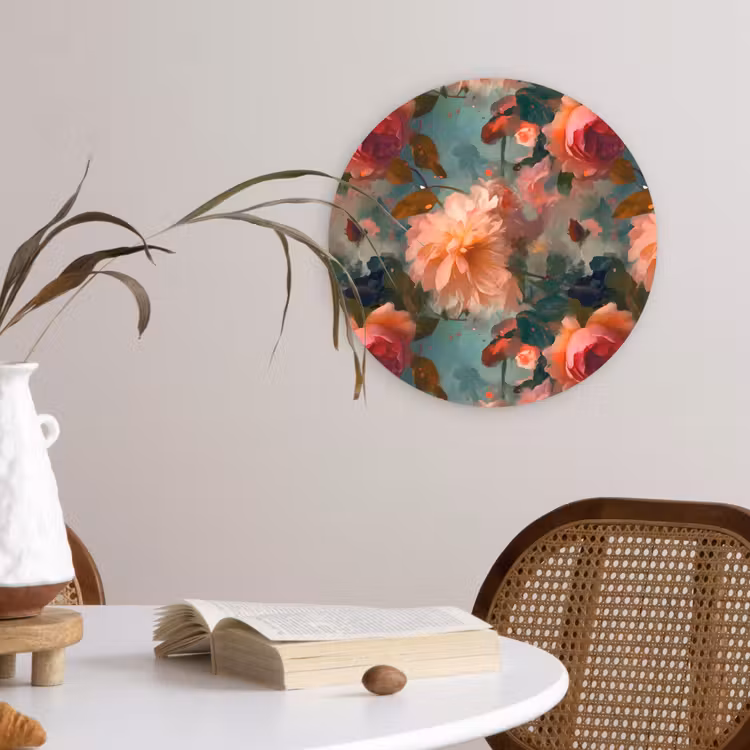 Muurcirkel glas - Roze - Patroon - Bloemen — 4