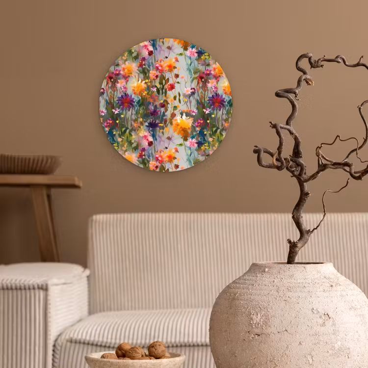 Muurcirkel glas - Zomers - Kleurrijk - Patroon - Bloemen — 2
