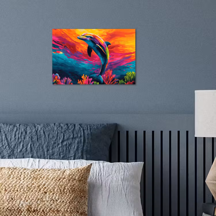 Poster – Dolfijn - Kleurrijk - Oceaan - Koraal — 3
