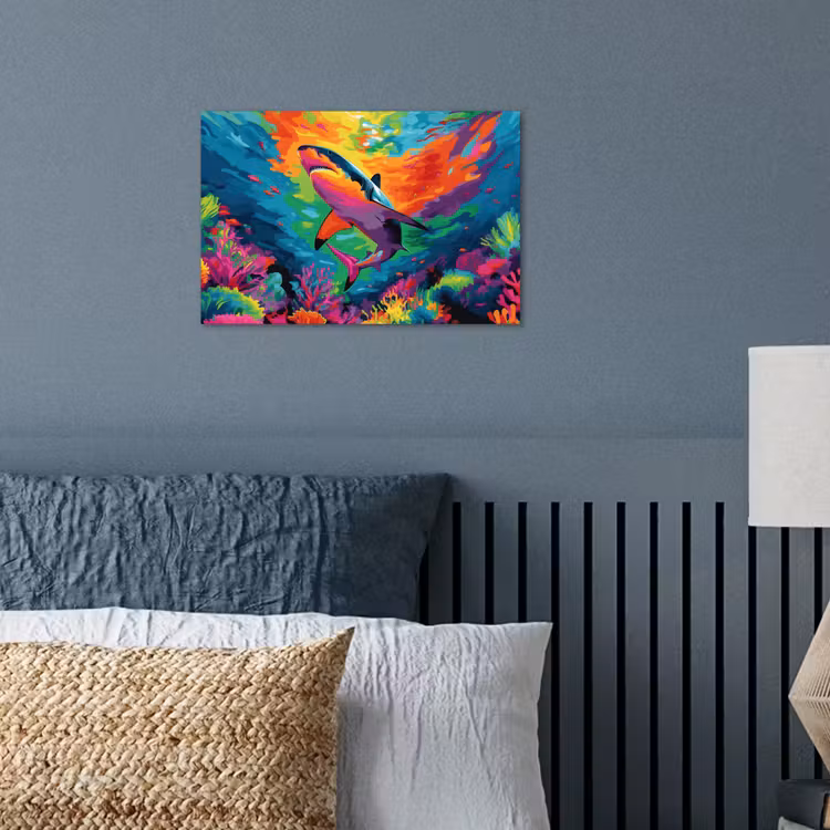 Poster – Haai - Koraalrif - Abstract - Kleurrijk — 3