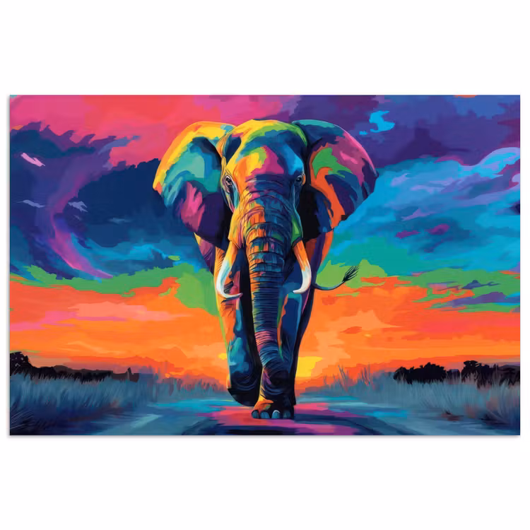 Poster – Olifant - Kleurrijk - Lucht - Abstract — 1