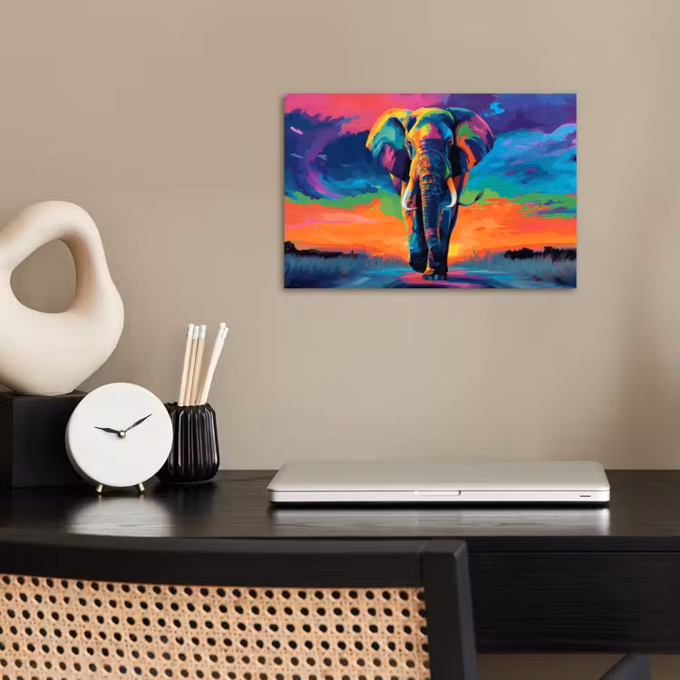 Poster – Olifant - Kleurrijk - Lucht - Abstract — 2