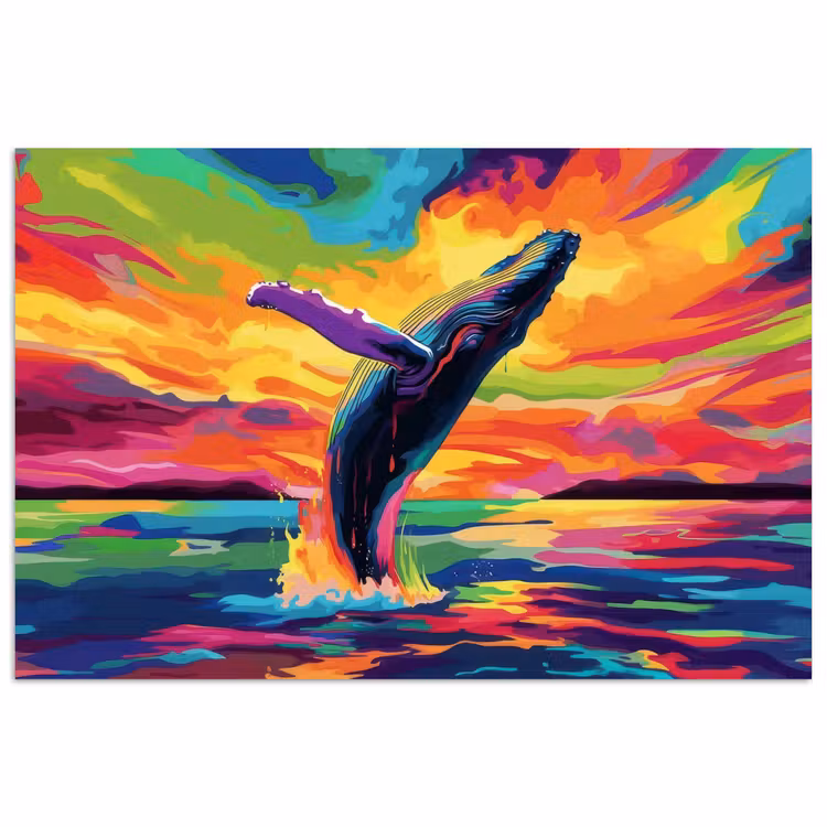 Poster – Zonsondergang - Walvis - Geschilderd - Kleurrijk — 1