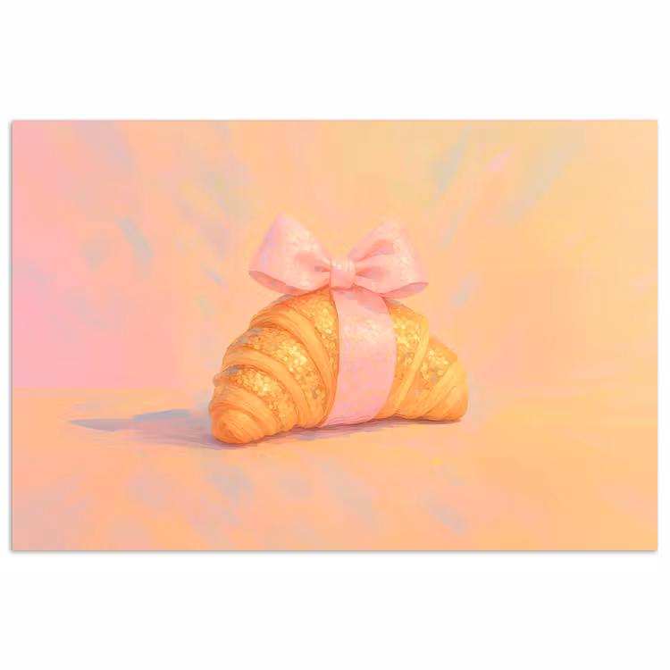Poster – Croissant - Strik - Roze — 1