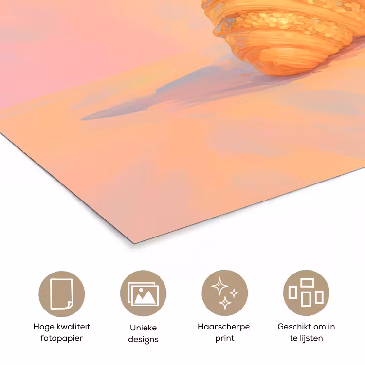 Poster – Croissant - Strik - Roze — 5