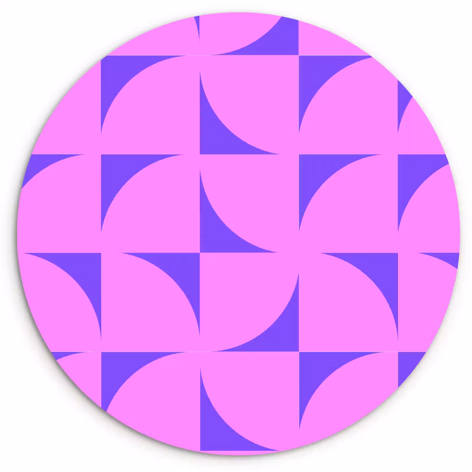 Muurcirkel glas - Kwadranten - Paars - Roze - Vierkanten — 1