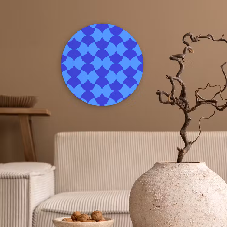 Muurcirkel glas - Blauw - Maanvlakken - Patroon — 2