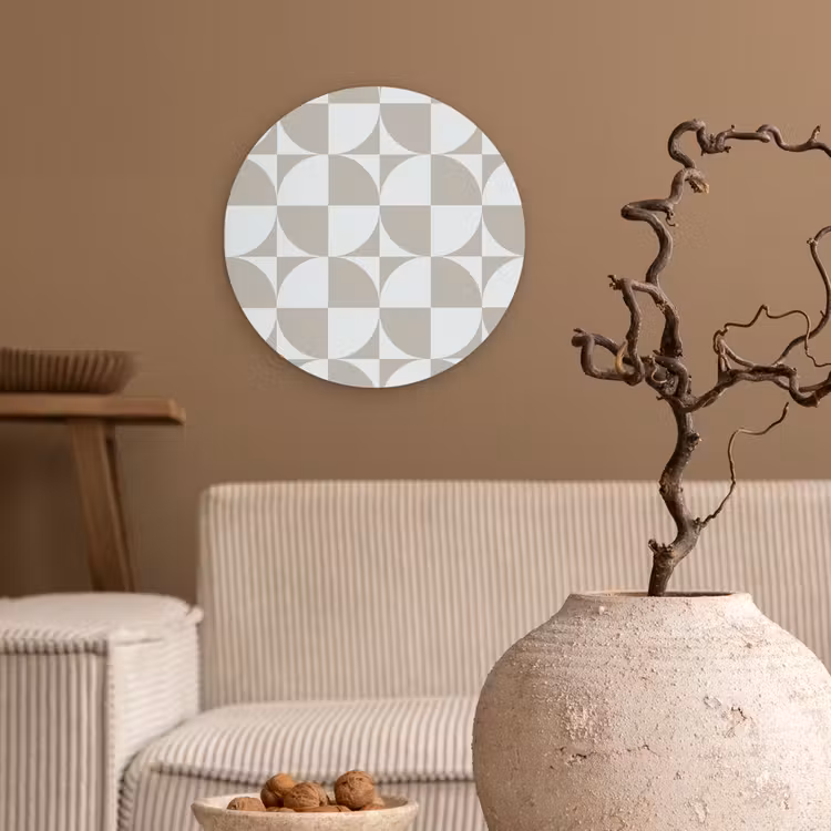 Muurcirkel glas - Lichtgrijs - Wit - Vierkant - Rond — 2