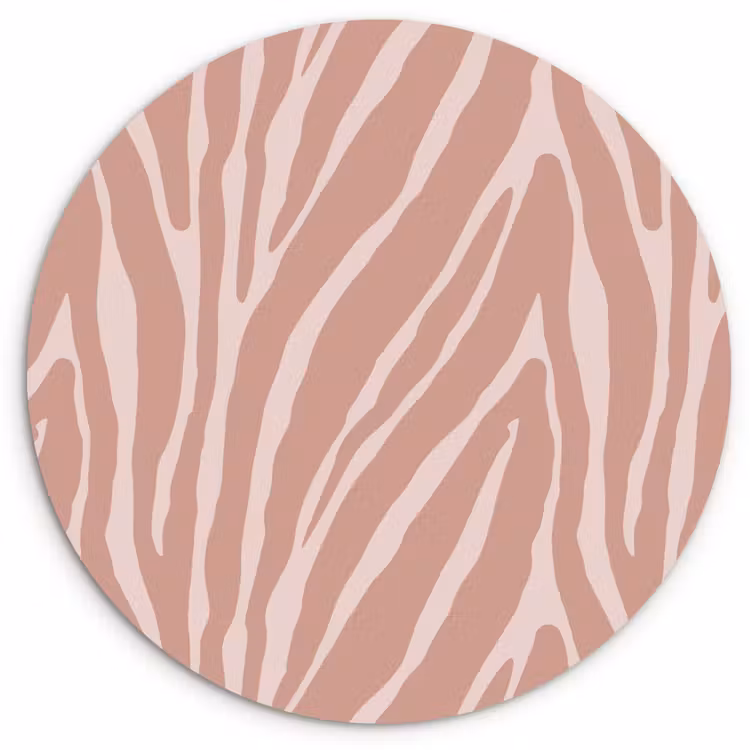 Muurcirkel glas - Lichtroze - Zebra - Patroon - Donkerroze — 1