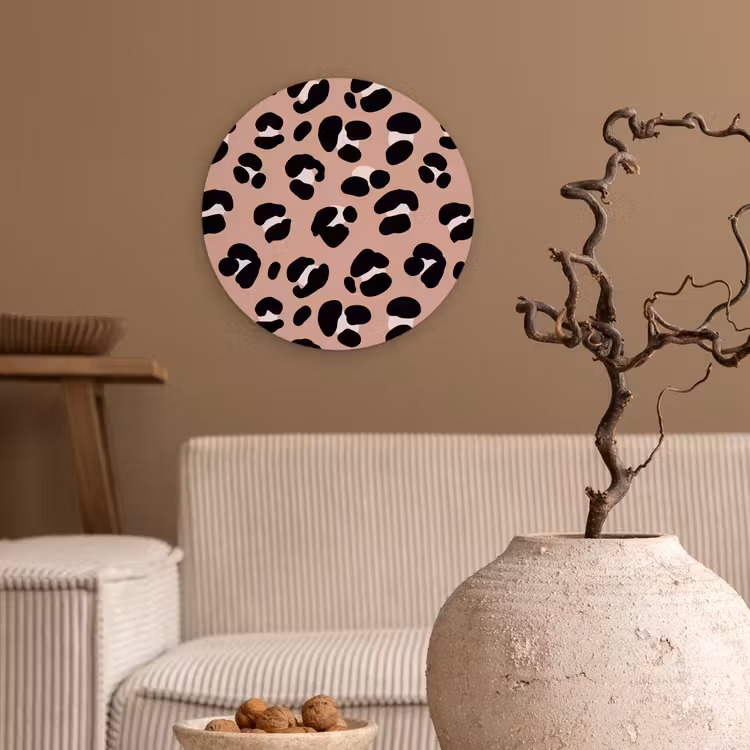 Muurcirkel glas - Luipaard - Vlekken - Beige - Roze — 2
