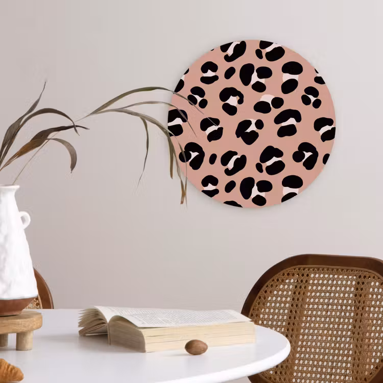 Muurcirkel glas - Luipaard - Vlekken - Beige - Roze — 4