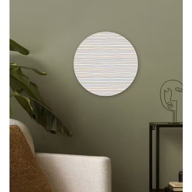 Muurcirkel glas - Blauw - Strepen - Beige — 3