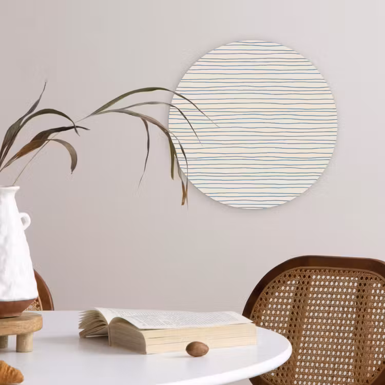 Muurcirkel glas - Blauw - Strepen - Beige — 4