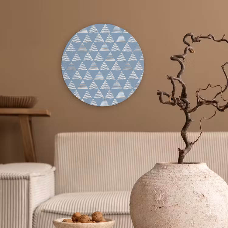 Muurcirkel glas - Driehoek - Blauw - Patroon - Strepen — 2