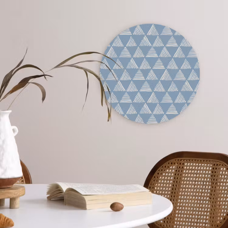 Muurcirkel glas - Driehoek - Blauw - Patroon - Strepen — 4