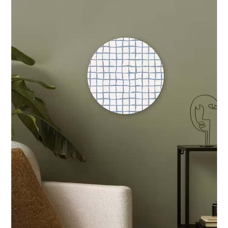 Muurcirkel glas - Patroon - Raster - Blauw - Grijs — 3