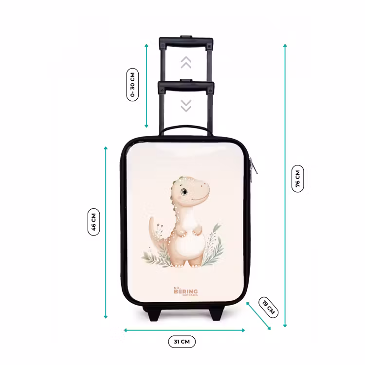Kinderkoffer - Zwart - Beige dinosaurus met groene blaadjes — 7