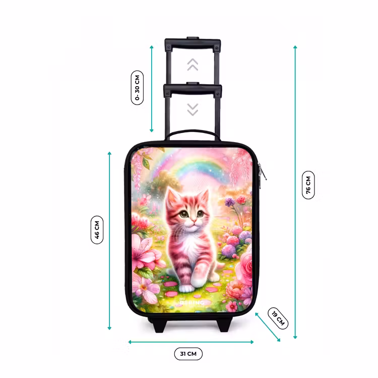 Kinderkoffer - Zwart - Roze regenboogkatje — 7