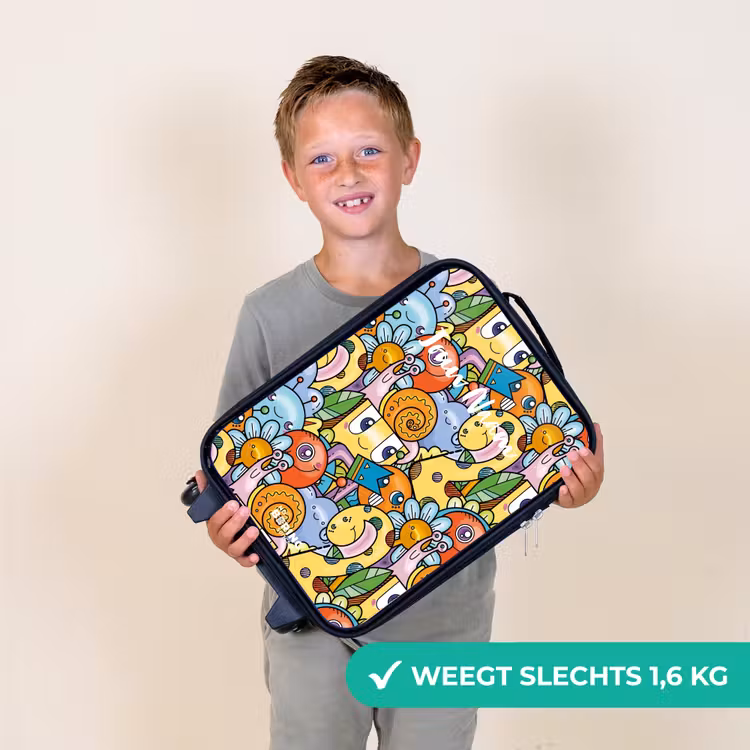 Kinderkoffer - Zwart - Cartoon van verschillende wezens en gezichten — 3