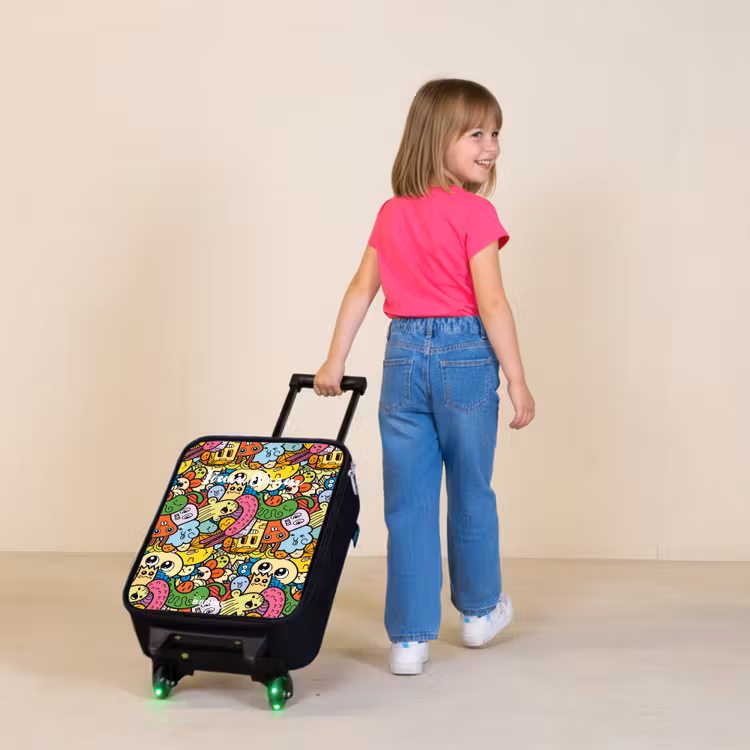 Kinderkoffer - Zwart - Fantasiedieren die lachen en kleurrijk zijn — 2