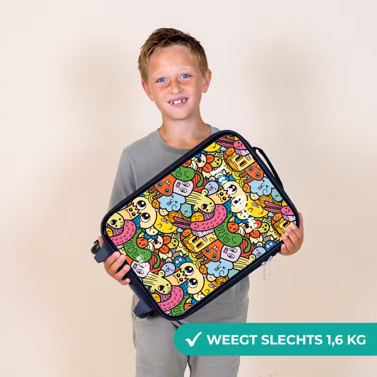 Kinderkoffer - Zwart - Fantasiedieren die lachen en kleurrijk zijn — 3