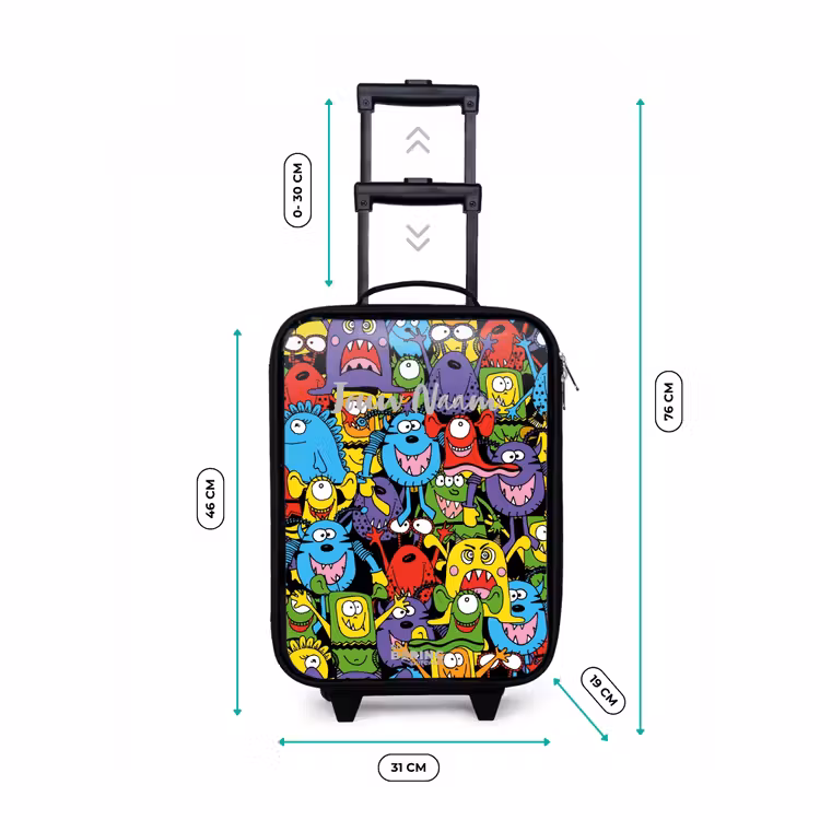 Kinderkoffer - Zwart - Monsters met Felle Kleuren — 7