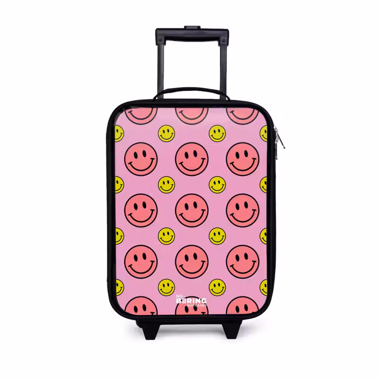 Kinderkoffer - Zwart - All smiles roze — 1