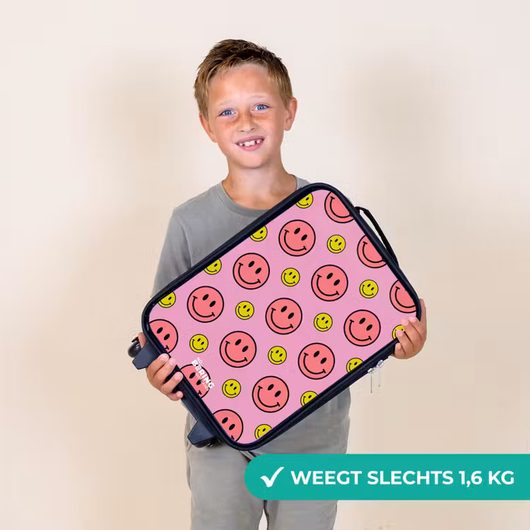 Kinderkoffer - Zwart - All smiles roze — 3