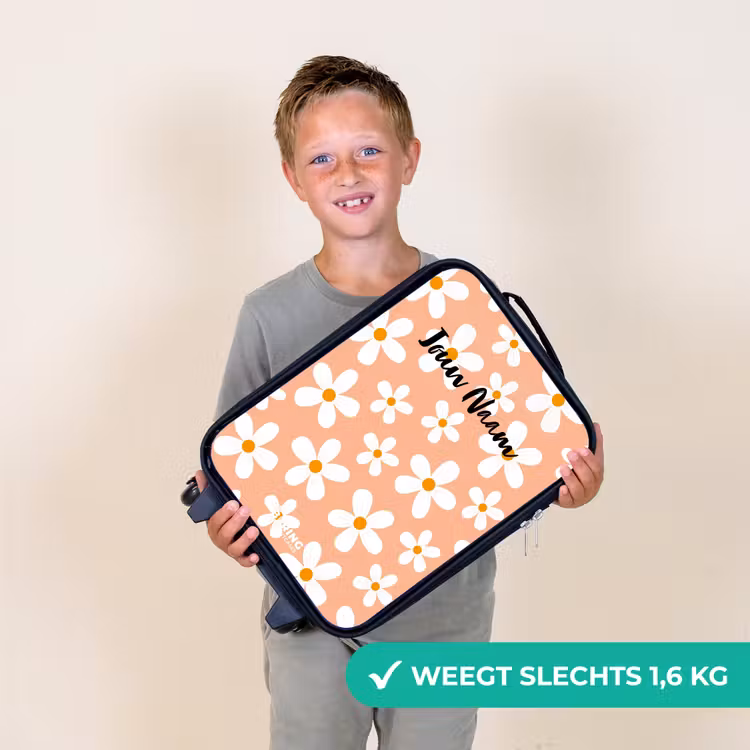 Kinderkoffer - Zwart - Madeliefjesmania perzik — 3