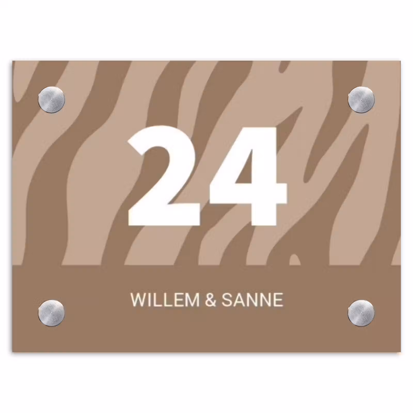 Naambordje voordeur - Rechthoek - Beige zebra - Klassiek — 1