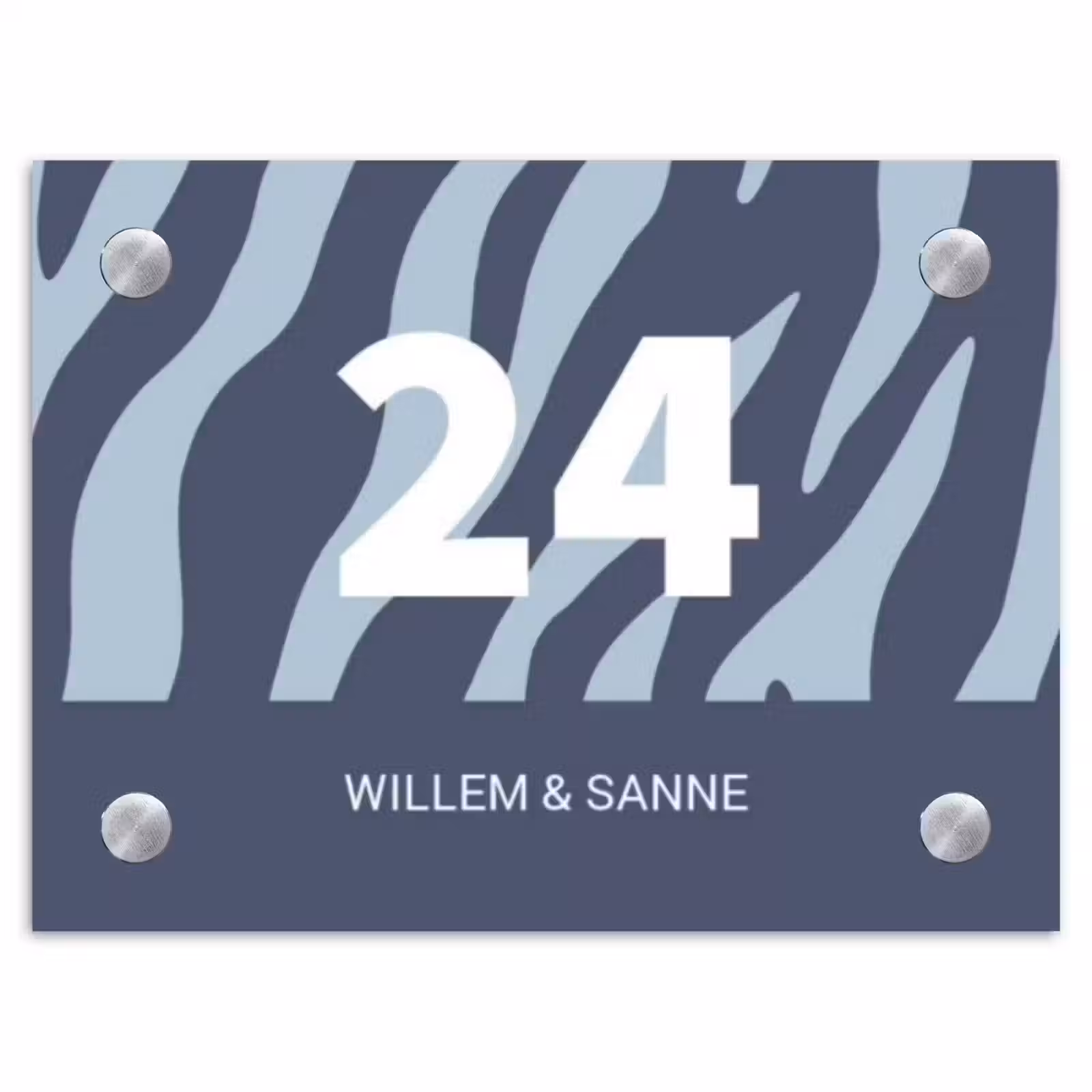 Naambordje voordeur - Rechthoek - Blauw zebra - Klassiek — 1