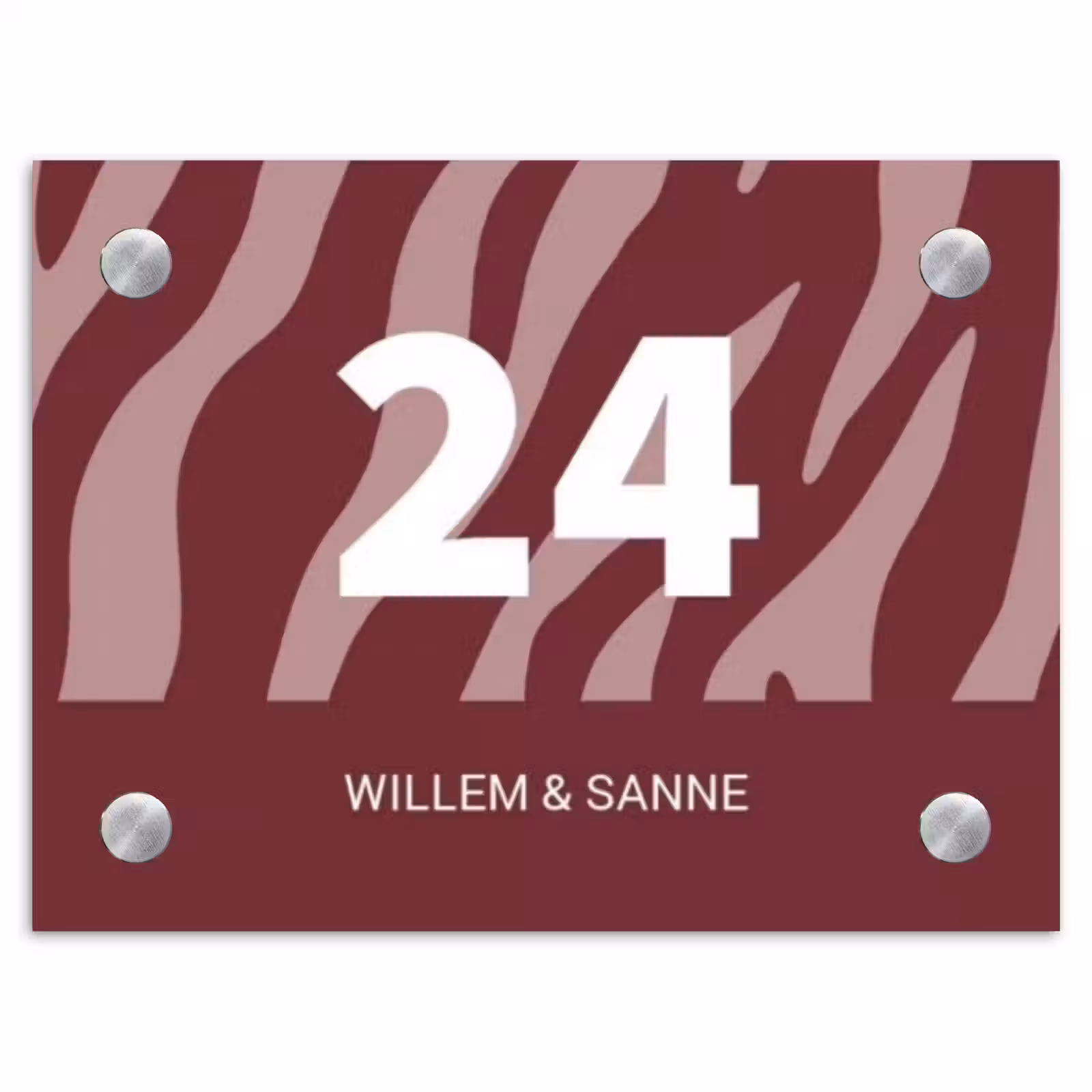 Naambordje voordeur - Rechthoek - Bordeaux zebra - Klassiek — 1