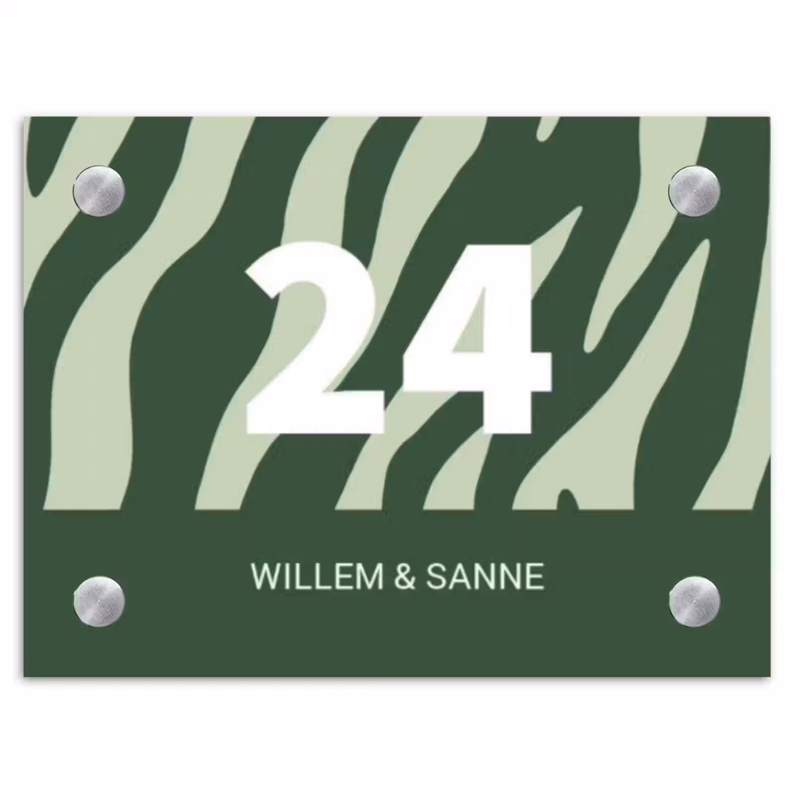 Naambordje voordeur - Rechthoek - Groen zebra - Klassiek — 1