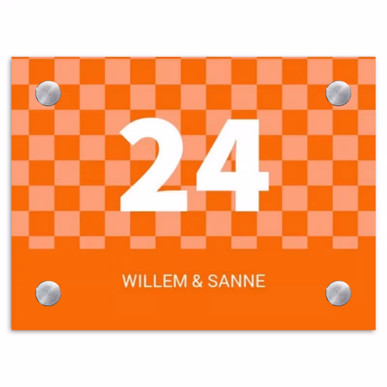 Naambordje voordeur - Rechthoek - Oranje blokjes - Klassiek — 1