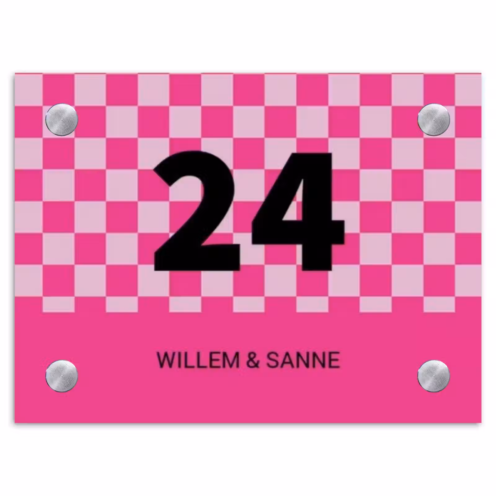 Naambordje voordeur - Rechthoek - Roze blokjes - Klassiek — 1