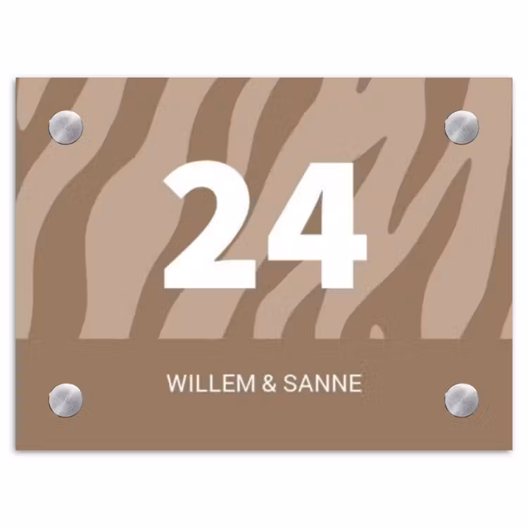 Naambordje voordeur - Rechthoek - Beige zebra - Klassiek — 1