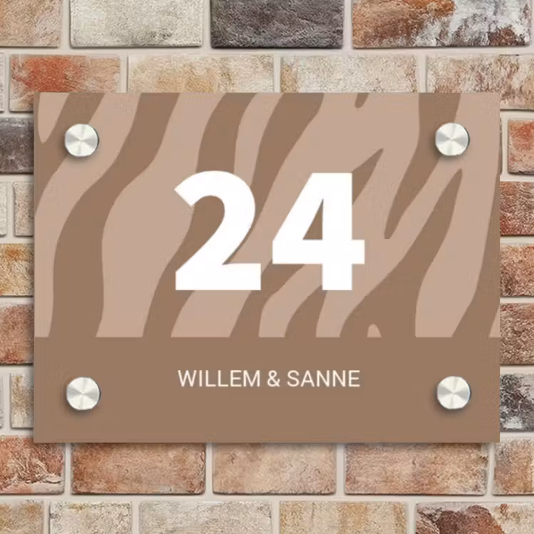 Naambordje voordeur - Rechthoek - Beige zebra - Klassiek — 4
