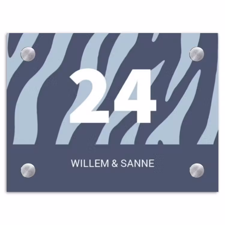 Naambordje voordeur - Rechthoek - Blauw zebra - Klassiek — 1