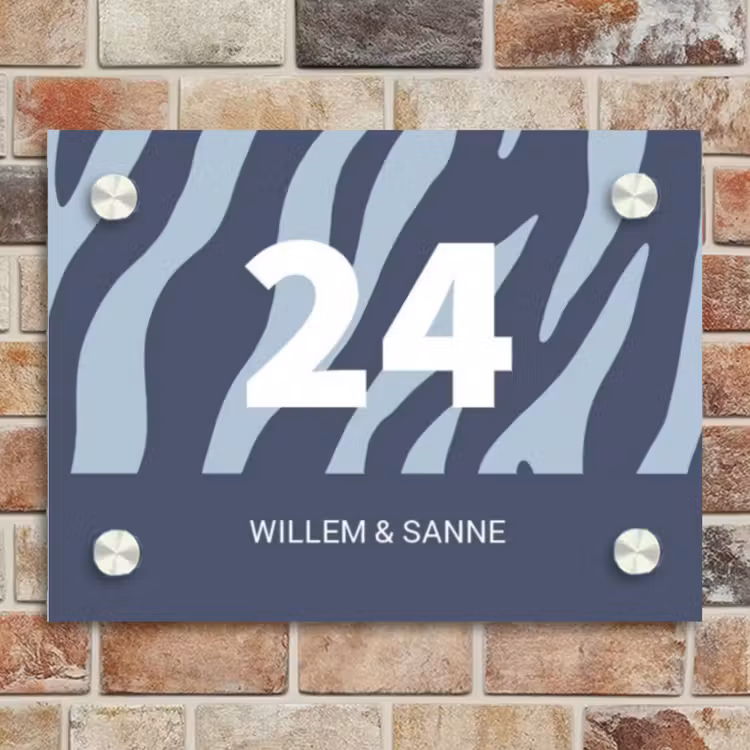 Naambordje voordeur - Rechthoek - Blauw zebra - Klassiek — 4