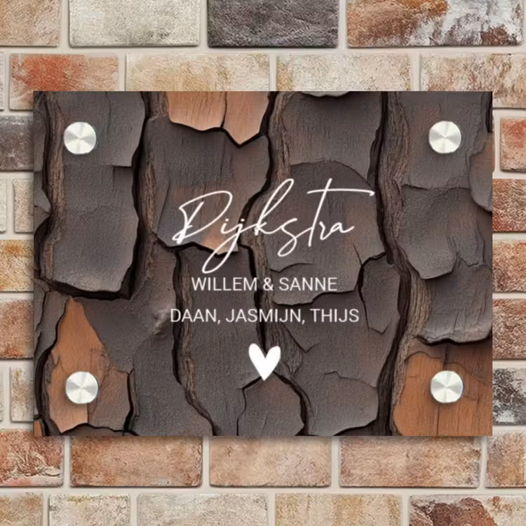 Naambordje voordeur - Rechthoek - Boomschors - Sierlijk — 4