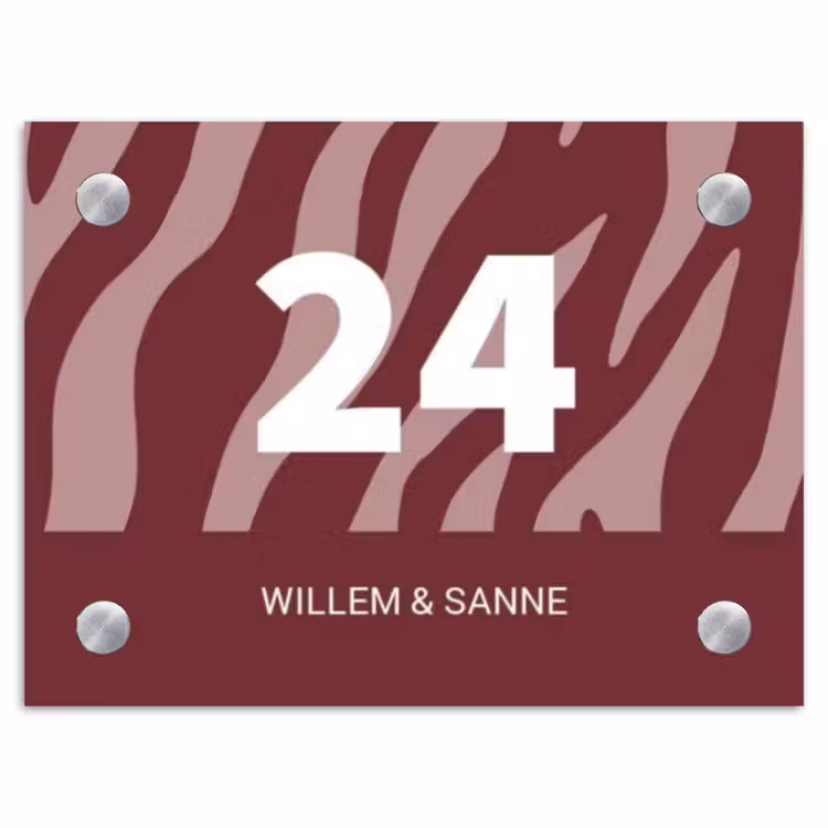 Naambordje voordeur - Rechthoek - Bordeaux zebra - Klassiek — 1