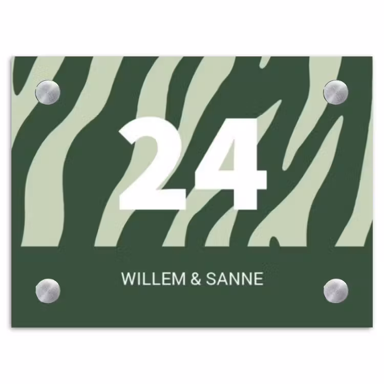Naambordje voordeur - Rechthoek - Groen zebra - Klassiek — 1