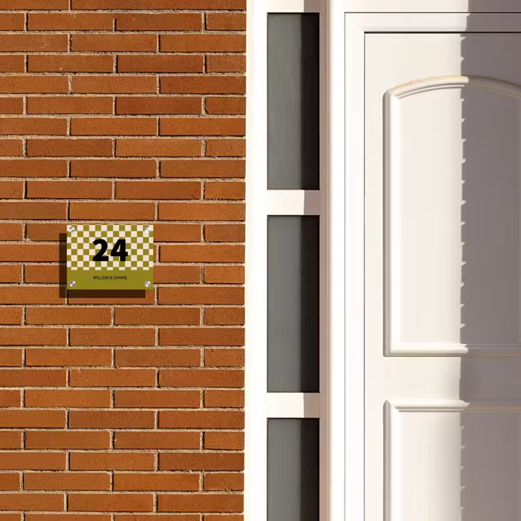 Naambordje voordeur - Rechthoek - Olijfgroene blokjes - Klassiek — 3