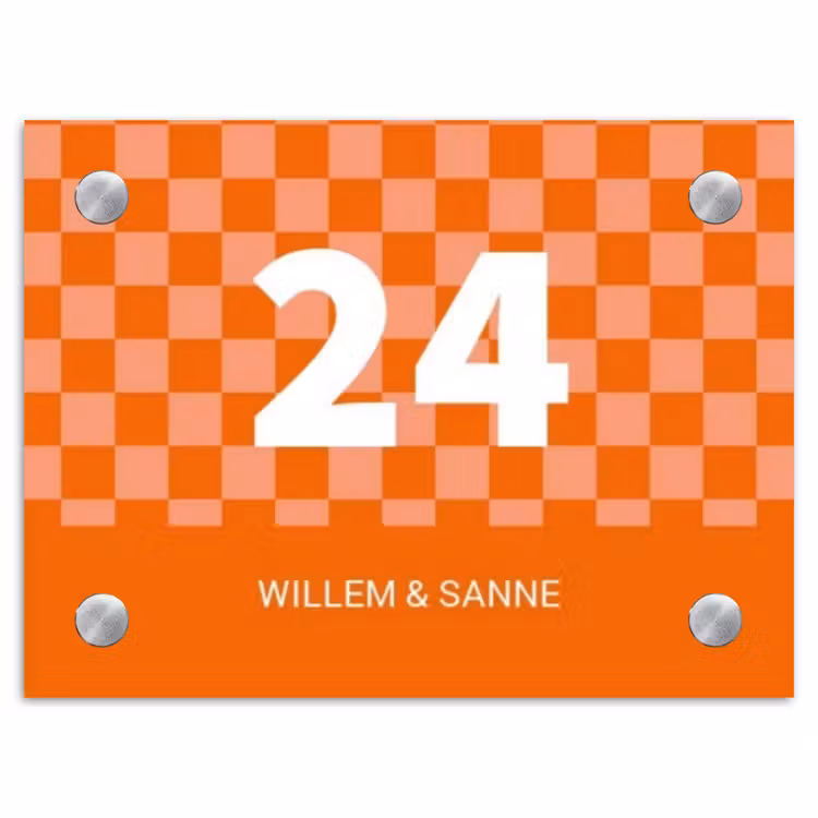 Naambordje voordeur - Rechthoek - Oranje blokjes - Klassiek — 1