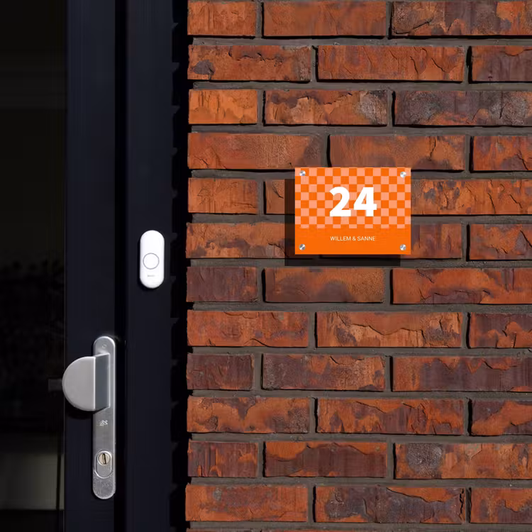 Naambordje voordeur - Rechthoek - Oranje blokjes - Klassiek — 2